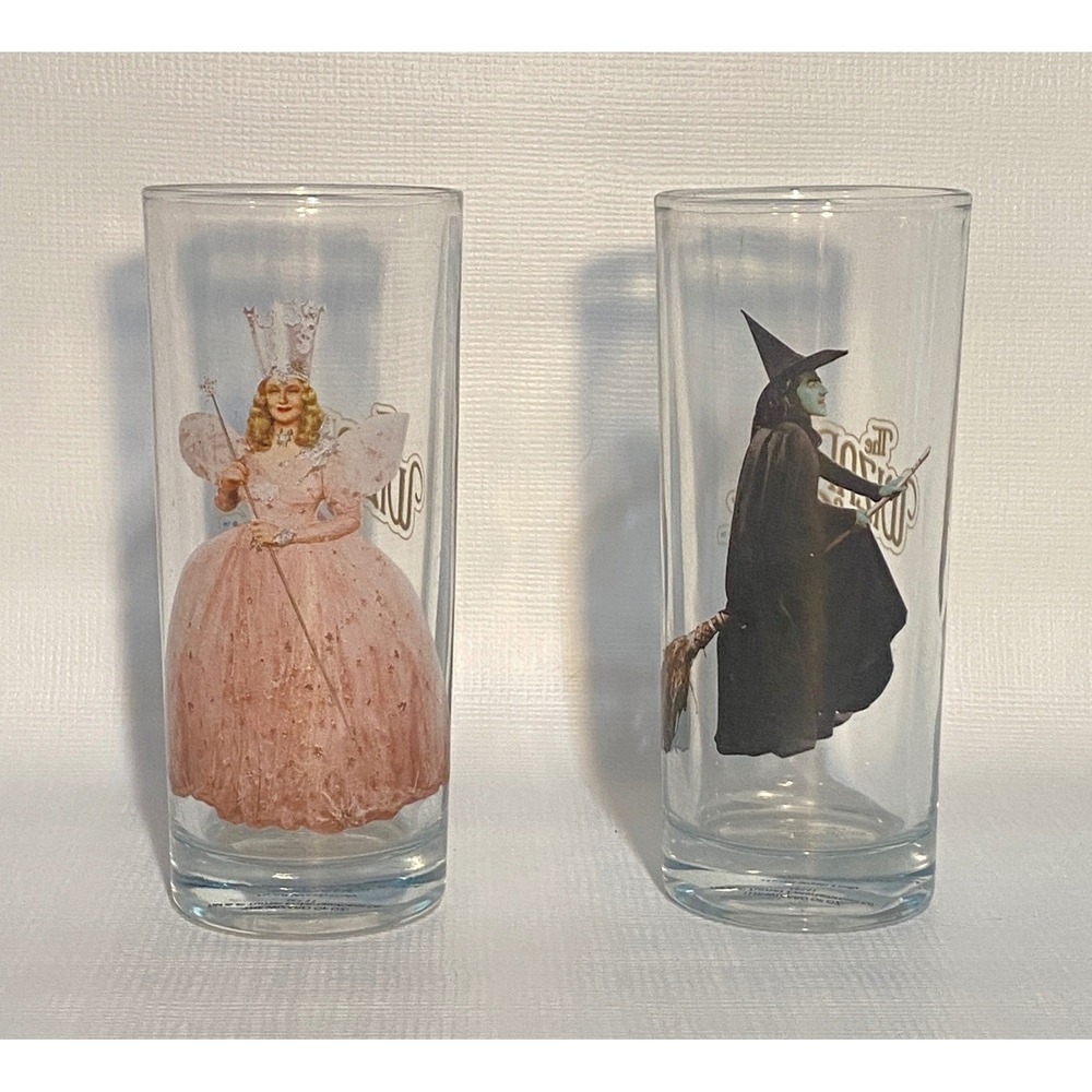 Vandor Wizard of Oz Glinda & Wicked Witch Glass Tumbler Set 2011 Movie Promo 6in